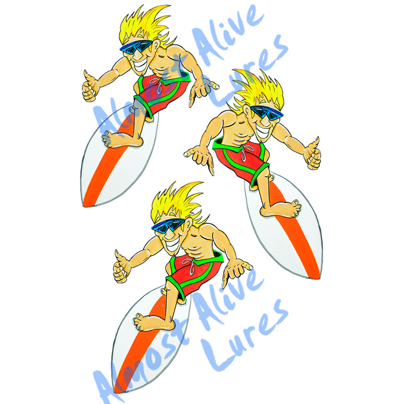 Surf Guy - Minis Set of 3 Printed Vinyl Decals - Click Image to Close