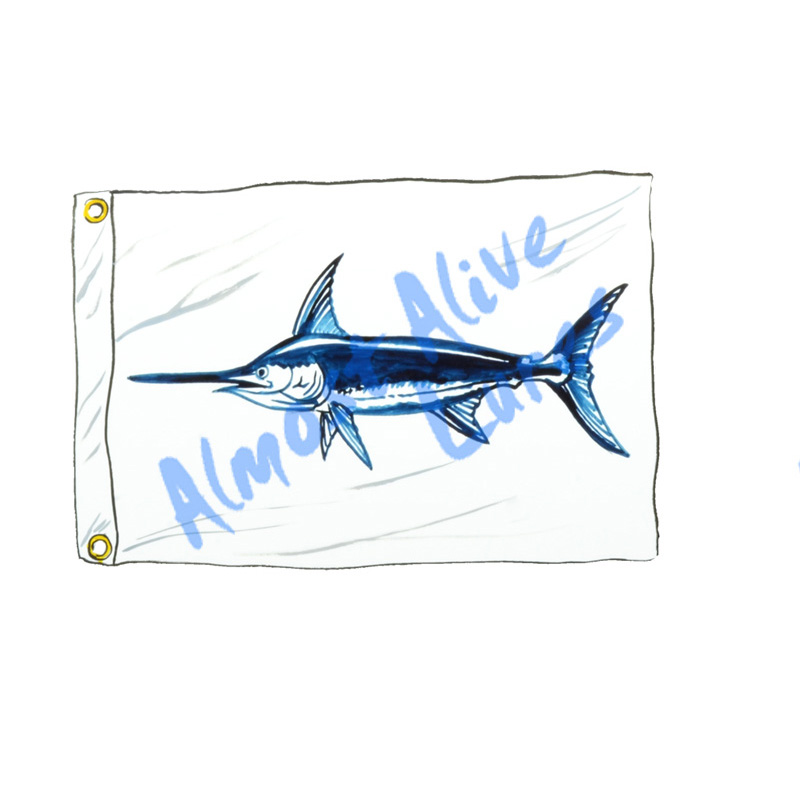 Swordfish Release Flag - Printed Vinyl Decal - Click Image to Close
