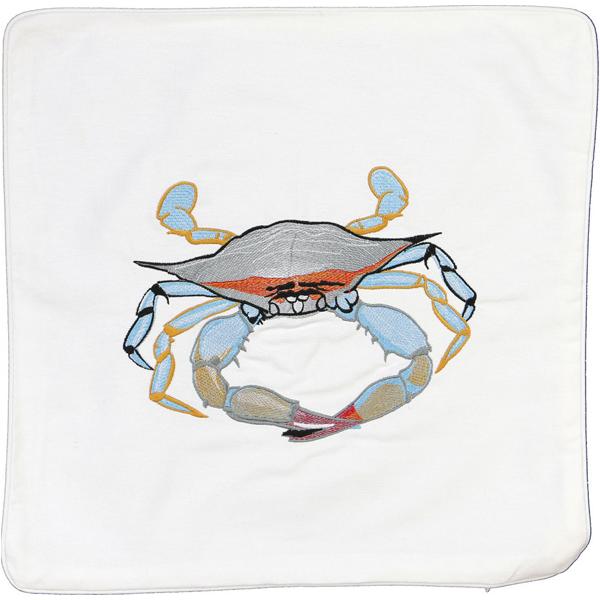 BLUE CRAB INDOOR OUTDOOR HOME DECOR THROW PILLOW CUSHION WHITE - Click Image to Close