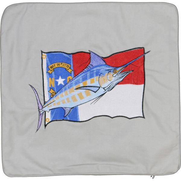 MARLIN NORTH CAROLINA STATE FLAG DECORATIVE PILLOW CUSHION GREY - Click Image to Close