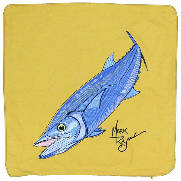 KING MACKEREL FISH EMBROIDERED HOME DECOR PILLOW CUSHION GOLD - Click Image to Close