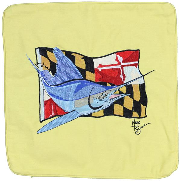 MARLIN BLUE MARYLAND STATE FLAG HOME DECOR PILLOW CUSHION YELLOW - Click Image to Close