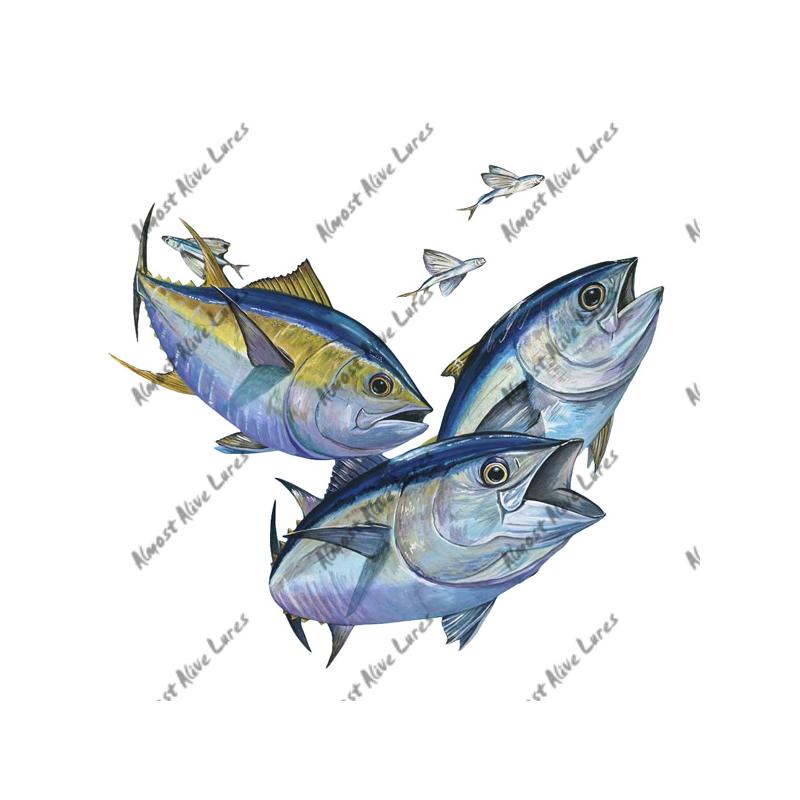 Bluefin & Yellowfin Tuna - Printed Vinyl Decal - Click Image to Close