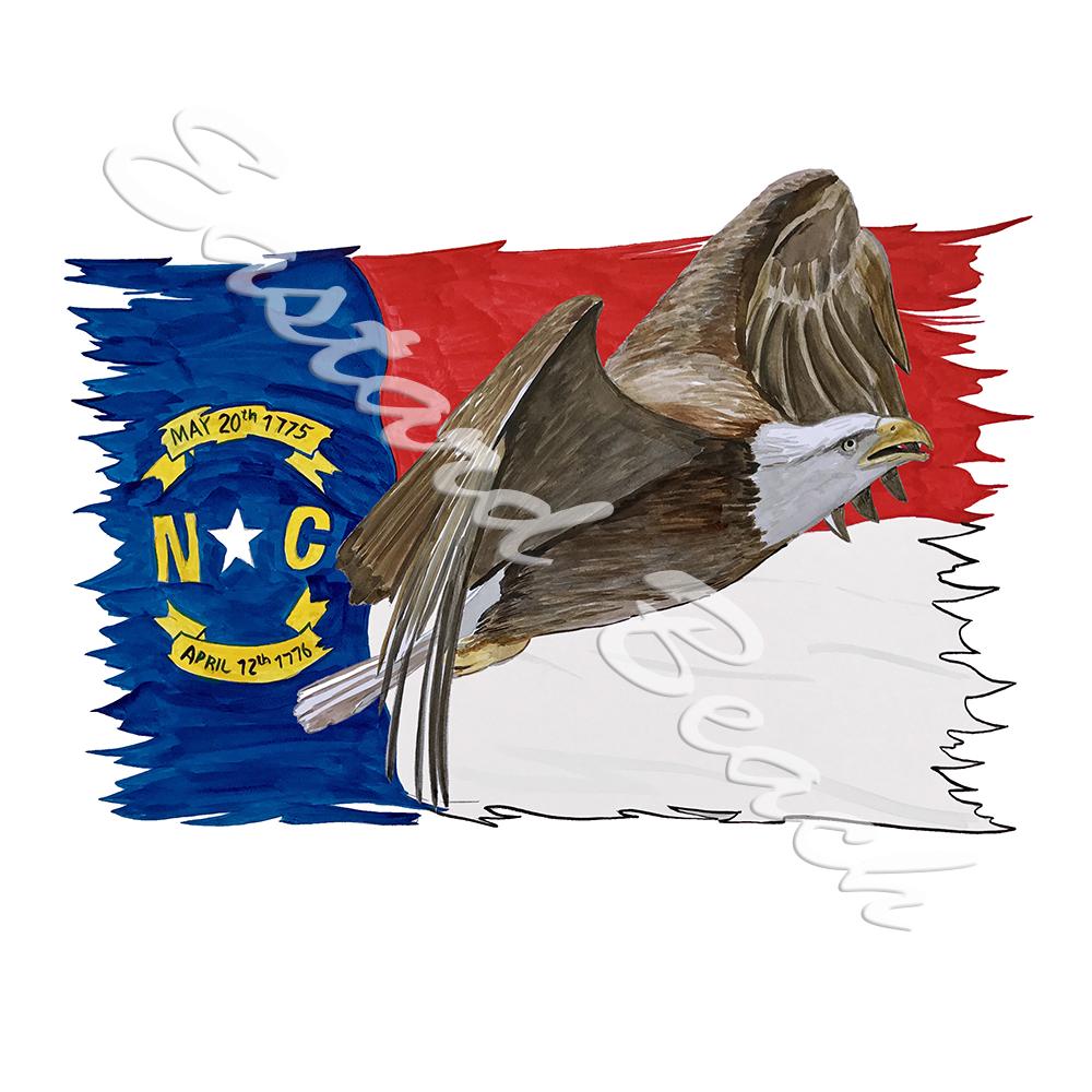 NC Flag Tattered w/ Flying Eagle