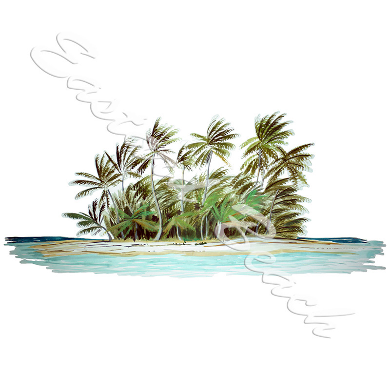 Tropical Island - Printed Vinyl Decal - Click Image to Close