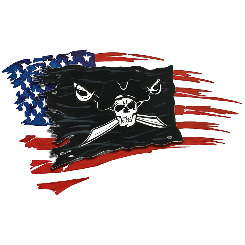 USA and Pirate Battle Flag