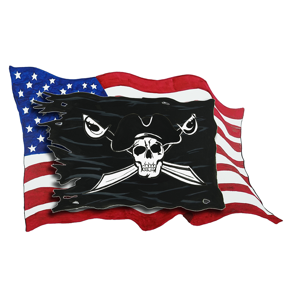 USA Flag and Pirate Flag