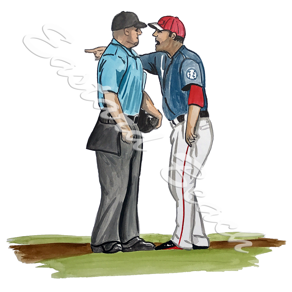 Umpire and Player Arguing
