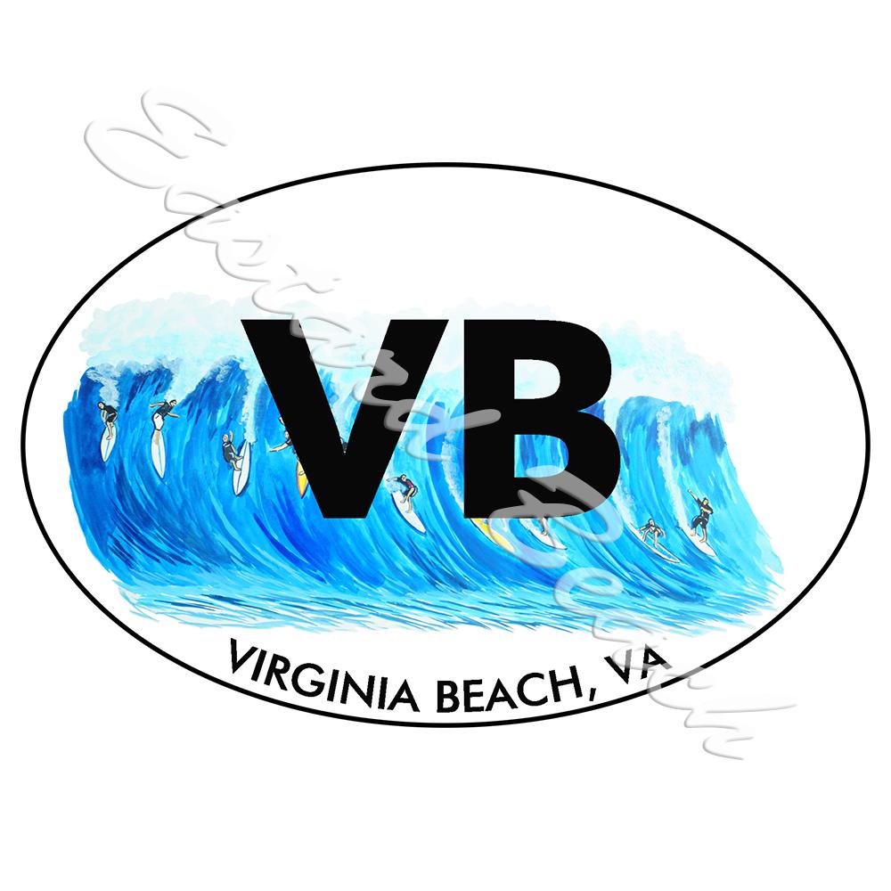 VB-- Virginia Beach Surf - Printed Vinyl Decal - Click Image to Close