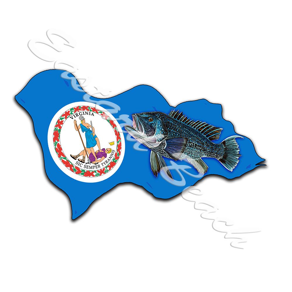 Virginia Flag with Sea Bass - Click Image to Close