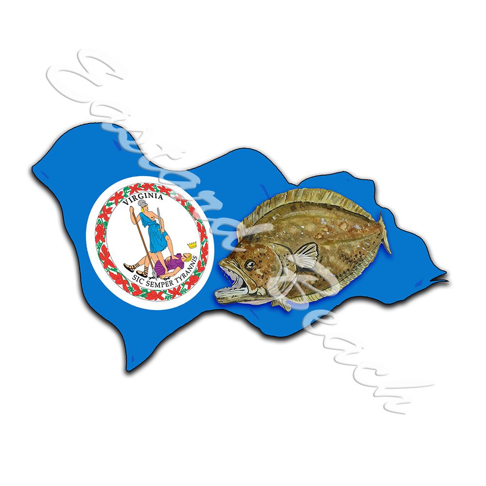 Virginia Flag with Flounder - Click Image to Close