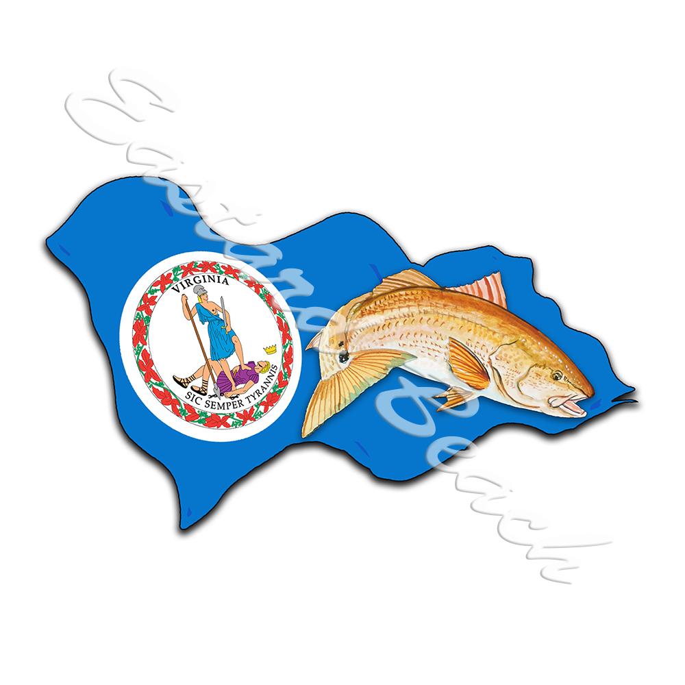 Virginia Flag with Red Drum