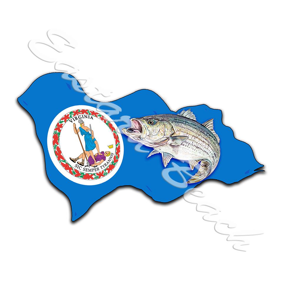 Virginia Flag with Striped Bass