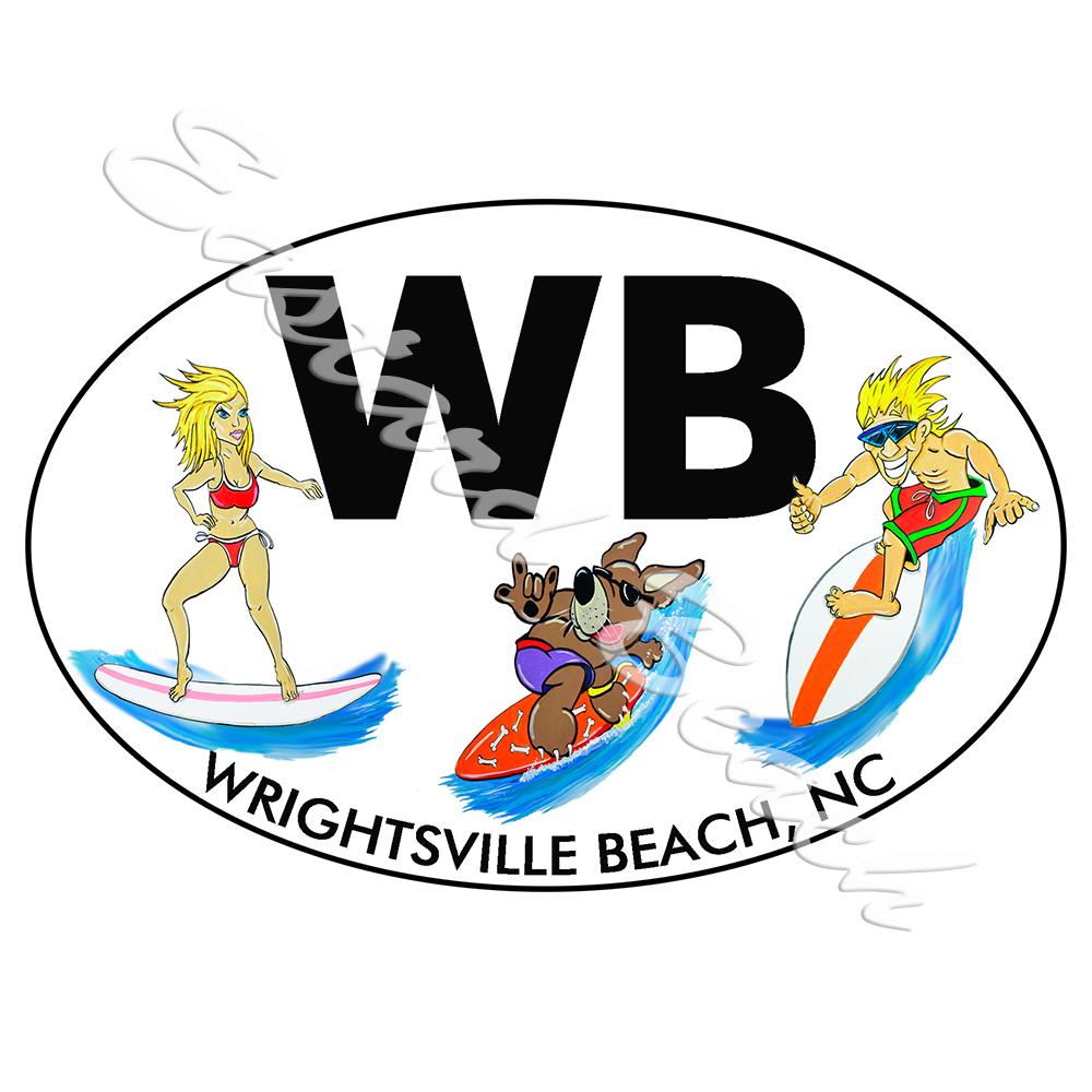 WB - Wrightsville Beach Surf Buddies - Printed Vinyl Decal - Click Image to Close