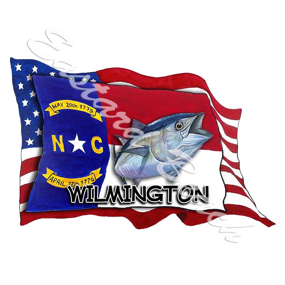 USA/NC Flags w/ Tuna - Wilmington - Click Image to Close