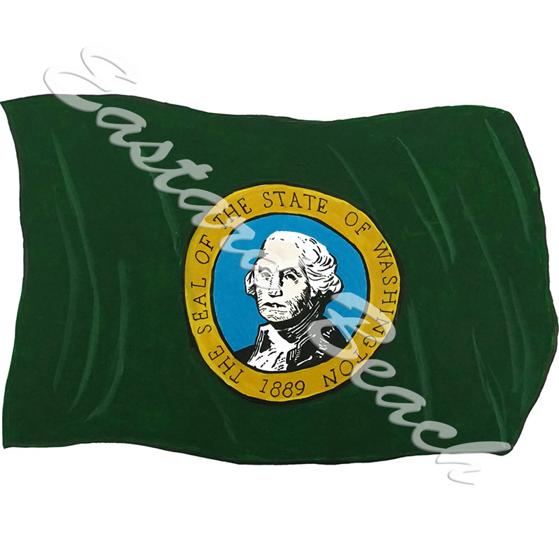 Washington State Flag - Printed Vinyl Decal - Click Image to Close