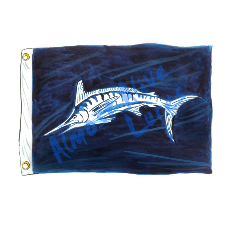 White Marlin Release Flag - Printed Vinyl Decal