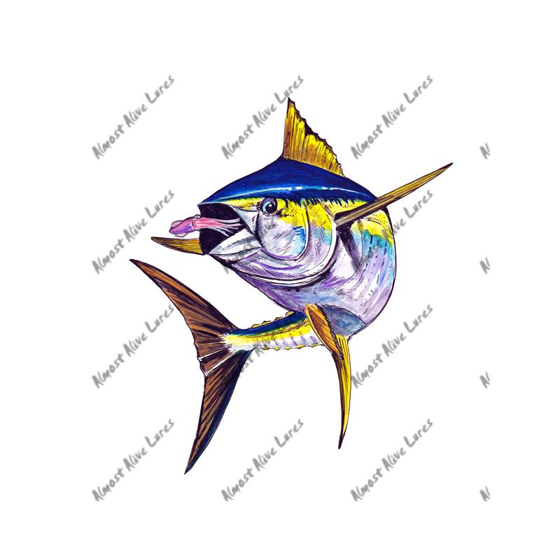 Yellowfin Tuna - Printed Vinyl Decal - Click Image to Close