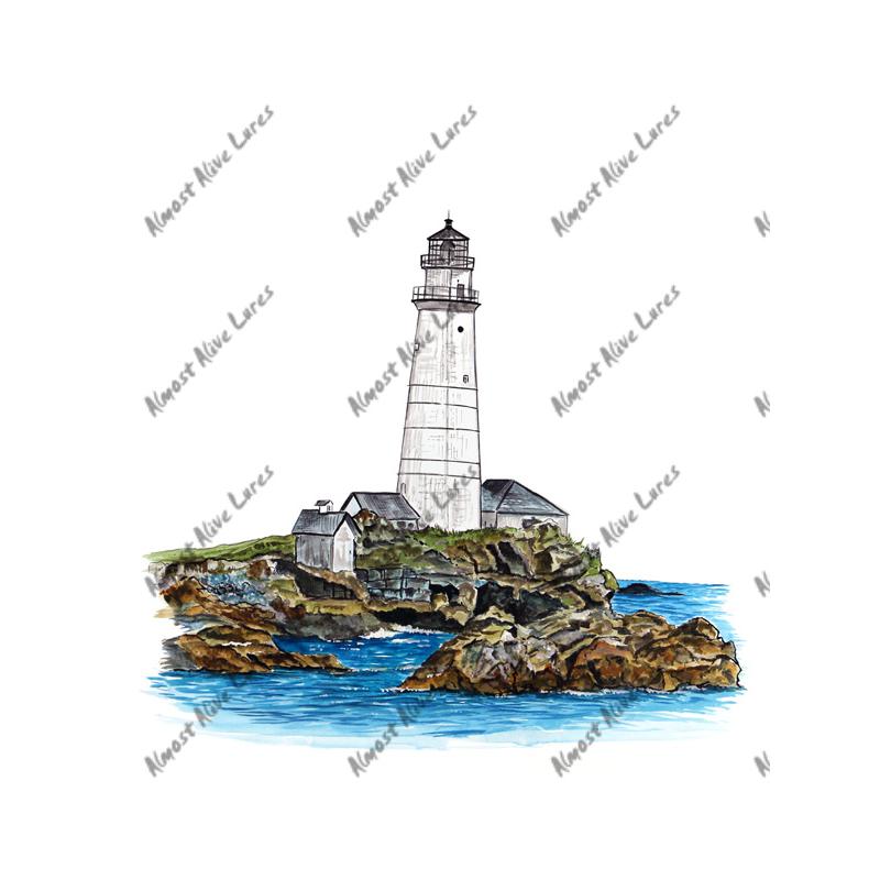 Boston Lighthouse - Printed Vinyl Decal - Click Image to Close