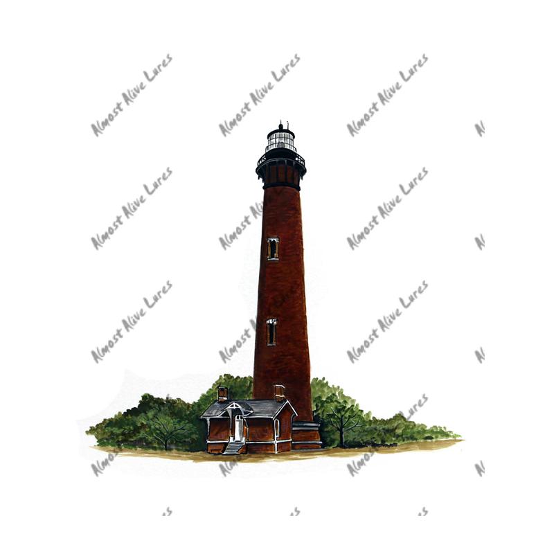 Currituck Beach Lighthouse - Printed Vinyl Decal - Click Image to Close