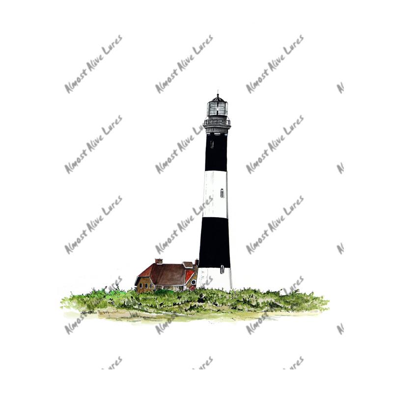 Fire Island Lighthouse - Printed Vinyl Decal - Click Image to Close