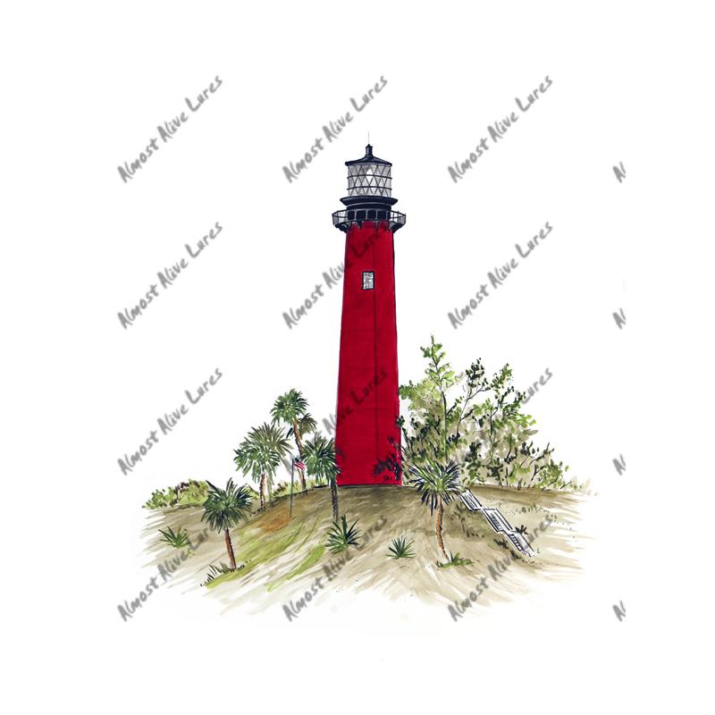 Jupiter Inlet Lighthouse - Printed Vinyl Decal - Click Image to Close