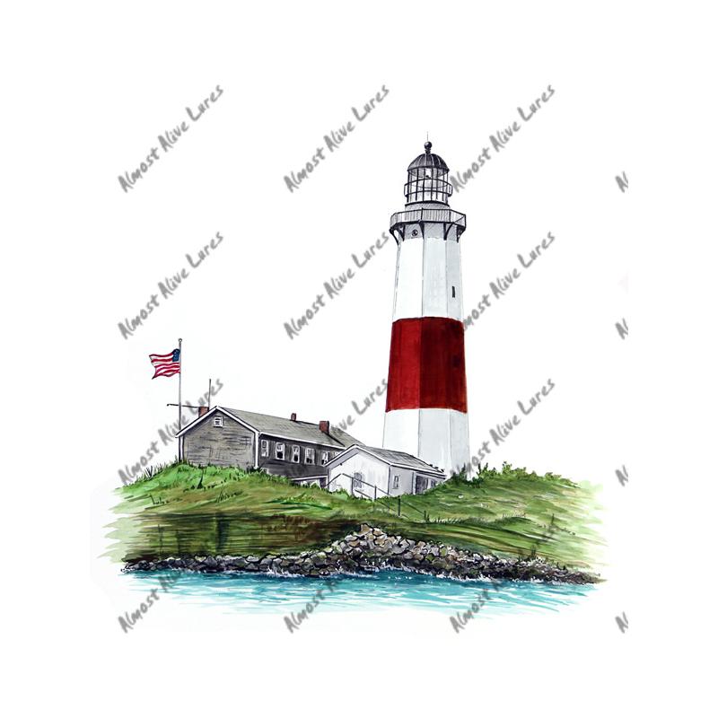 Montauk Point Lighthouse - Printed Vinyl Decal - Click Image to Close