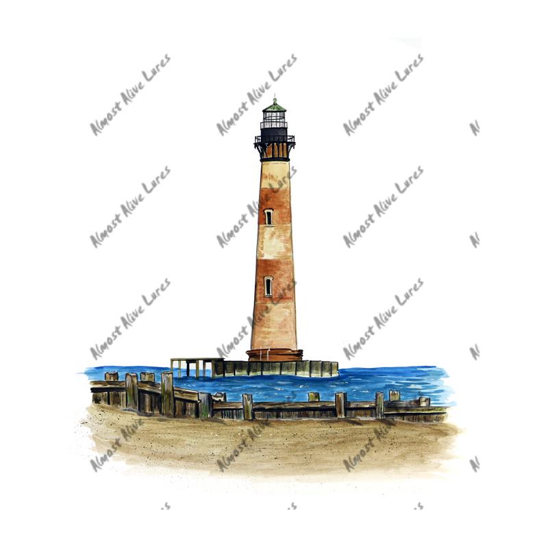 Morris Island Lighthouse - Printed Vinyl Decal - Click Image to Close