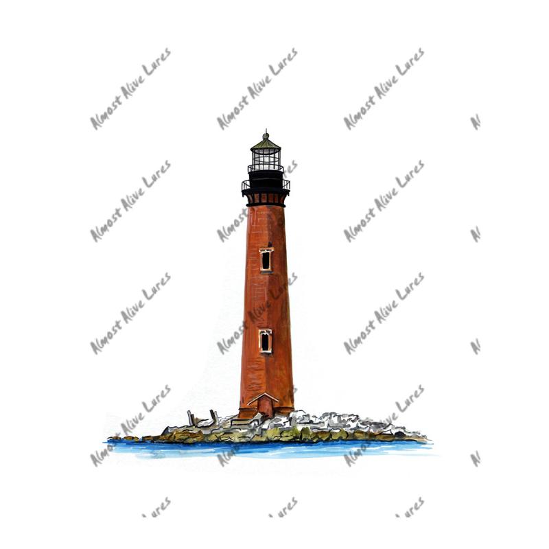Sand Island Lighthouse - Printed Vinyl Decal - Click Image to Close
