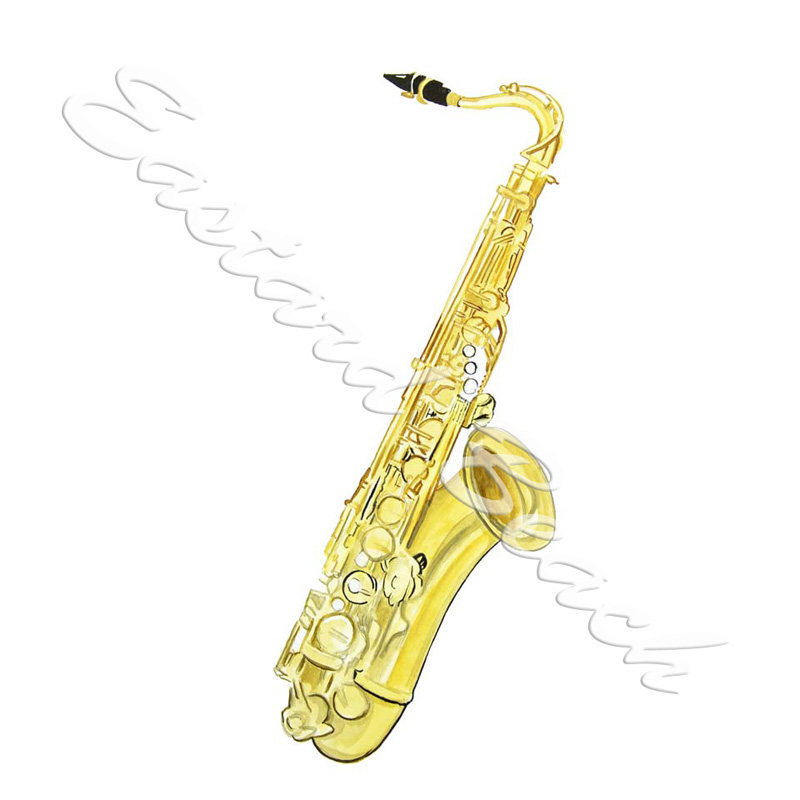Tenor Saxophone - Printed Vinyl Decal - Click Image to Close